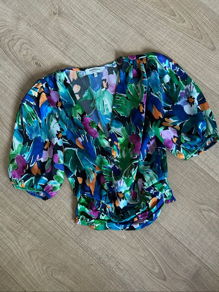 Blouse courte imprimée à manches courtes Morgan taille 34 jamais portée - photo numéro 7