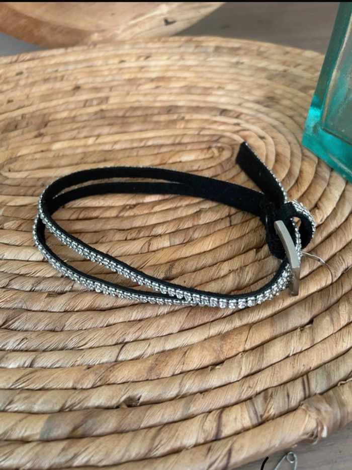 Collier ras du cou ceinture noir et strass - photo numéro 3