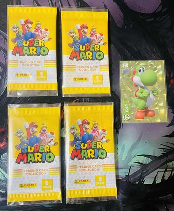 🎮 Lot de 4 Boosters Super Mario Trading Card Collection – Neufs + Carte Yoshi Limited offerte 🎁