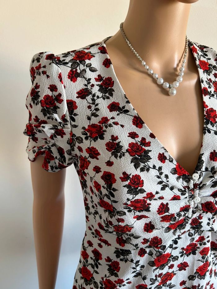 Blouse fleurie à manches courtes Mango taille XS comme neuve - photo numéro 5