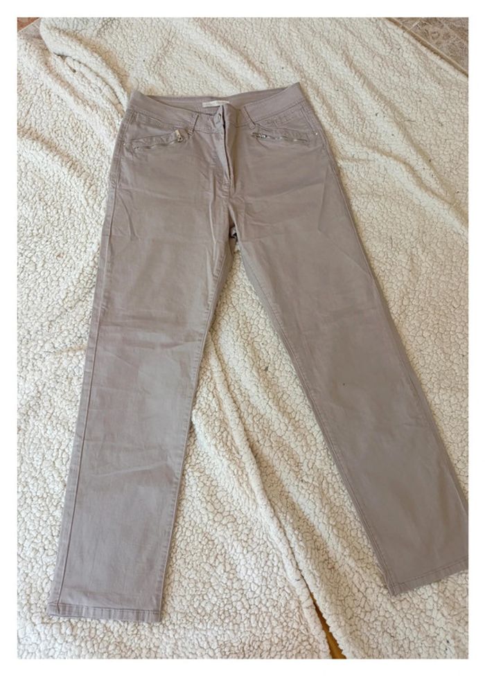 Armand Thiery + strass vintage Pantalon droit beige / taupe T. 40 FR 98% coton --