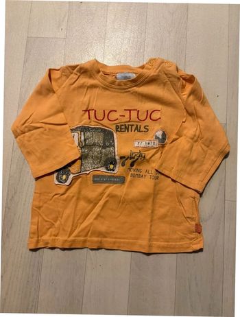 T-shirt jaune orangé tex 12 mois manches longues très bon état