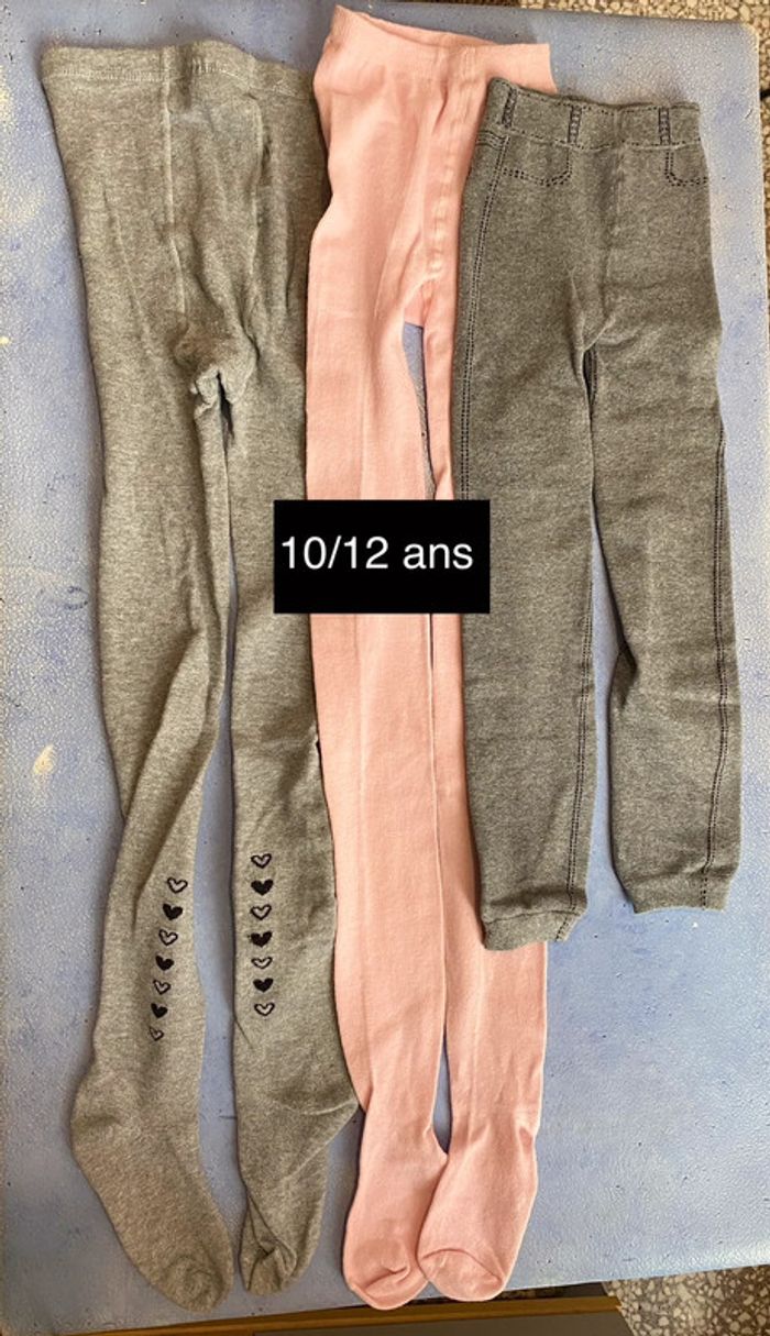 Lot 3 collants fille coton 10/12 ans dont un court
