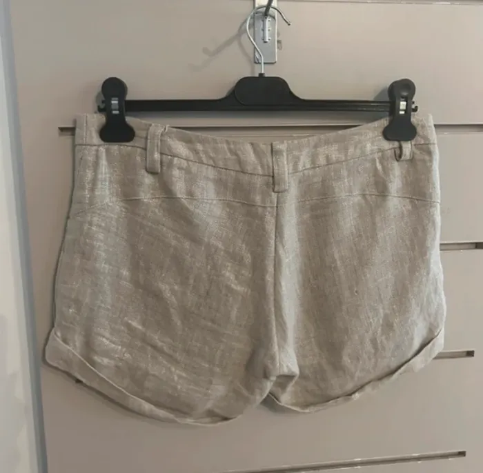 Maje short en lin beige doré, femme, taille 36 - photo numéro 2
