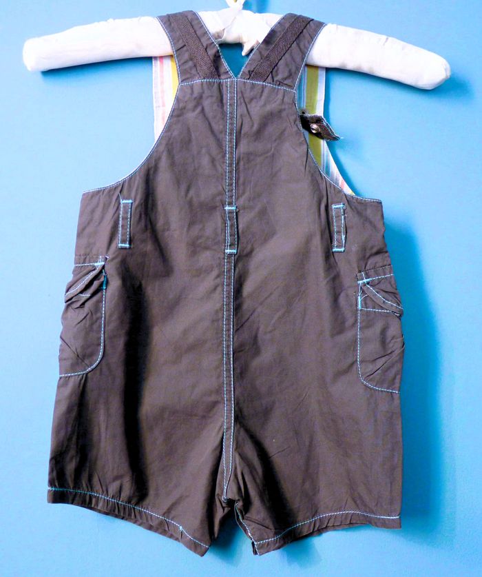 Salopette short bebe garçon La Compagnie des Petits 12 mois gris TBE - photo numéro 3