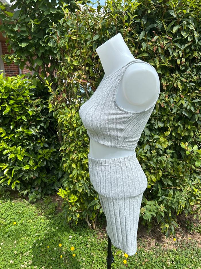 🩶Ensemble gris côtelé Shein pour femme - photo numéro 6