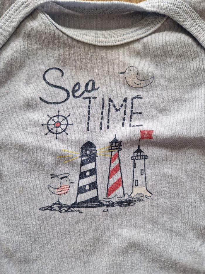 Body Bébé Manches Longues Reflex 🌊 Sea Time / Phares 🚢 - Bleu Clair - 6 Mois (68 cm) - photo numéro 2