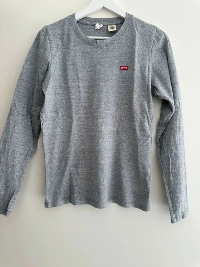 T-shirt manches longues Levi’s gris chiné pour femme- Basique iconique et stylé - taille L - photo numéro 2