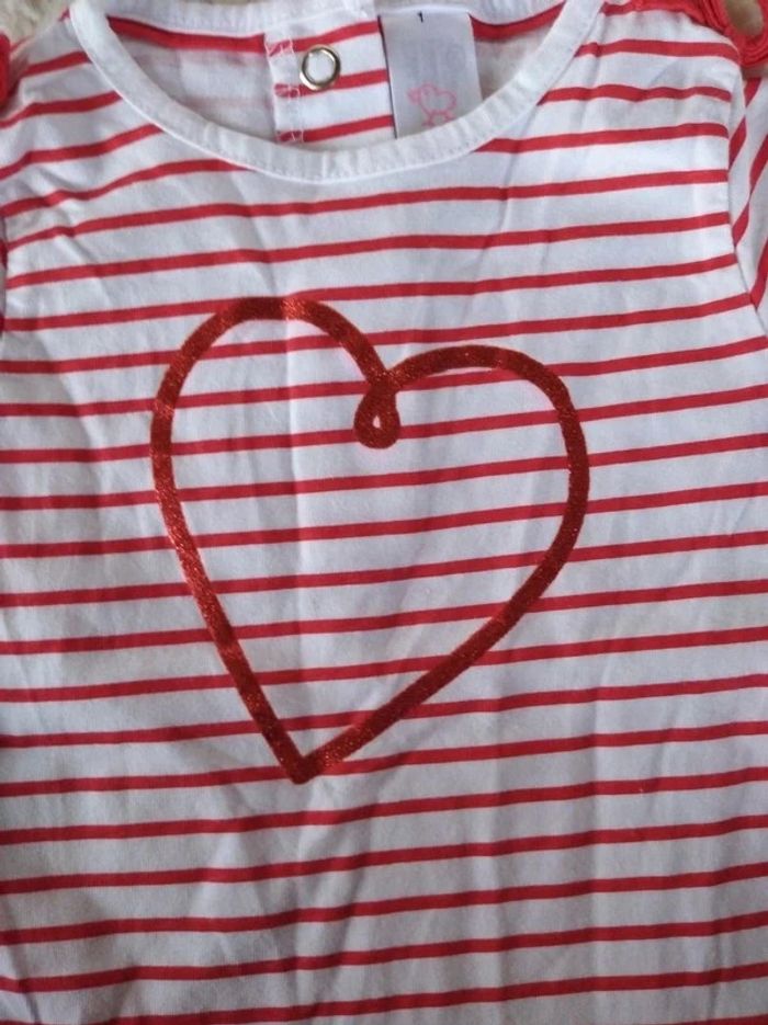 Tunique chemise manches courtes / Robe courte Fille 6 mois cœur Baby club 100% coton - photo numéro 4
