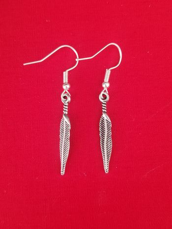 Boucles d'oreilles pendante argenté  plume bohème