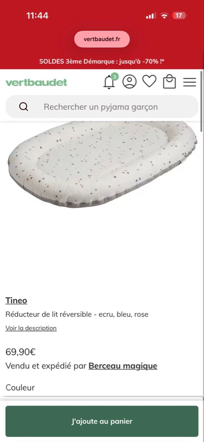 Réducteur de lit tinéo bébé neuf avec étiquette - photo numéro 3