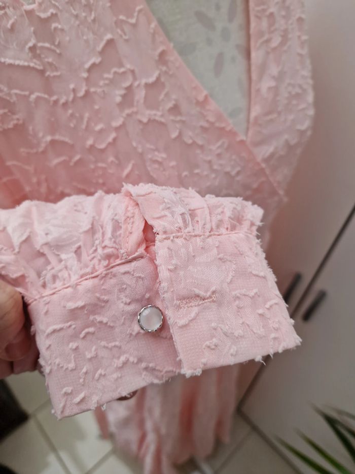 Robe Longue Dentelles Fleurs Rose Poudre - photo numéro 8