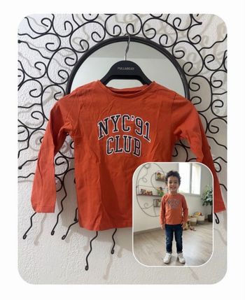 T-shirt Manches Longues Orange "NYC '91 CLUB" - Taille 5 Ans - Très Bon État