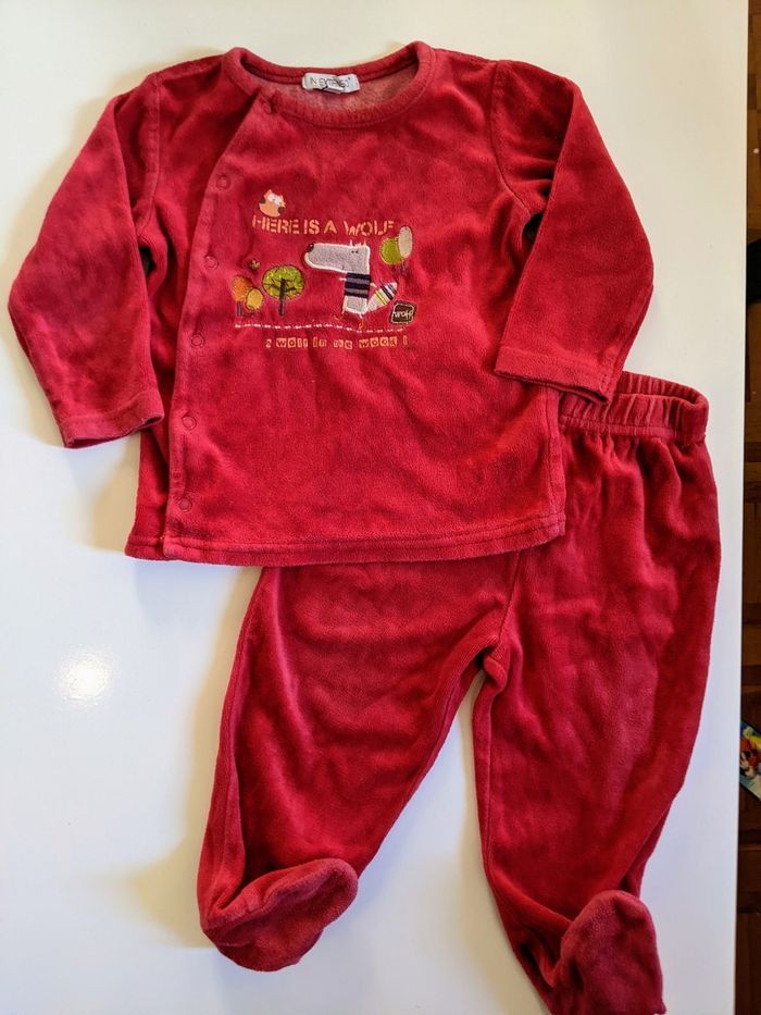 Lot de 2 pyjamas grenouillères dors bien velours mixte 18 mois 81 cm - photo numéro 2