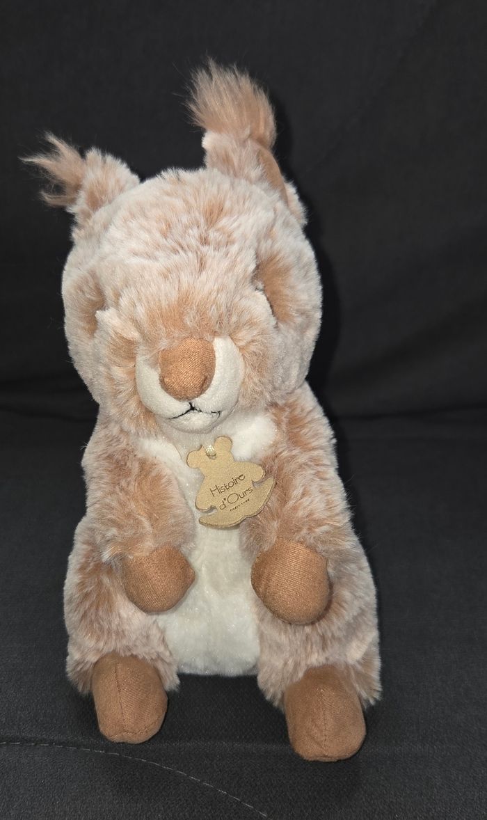 Doudou peluche Ecureuil beige et blanc 25 cm - Histoire d'ours - photo numéro 2