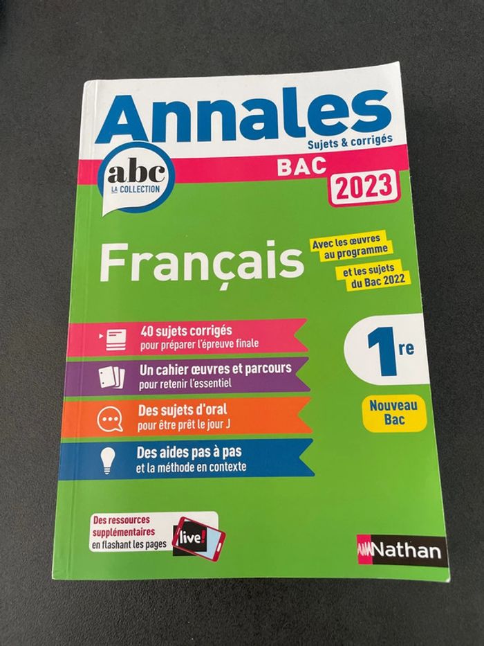 Annales bac français première 1ere lycée