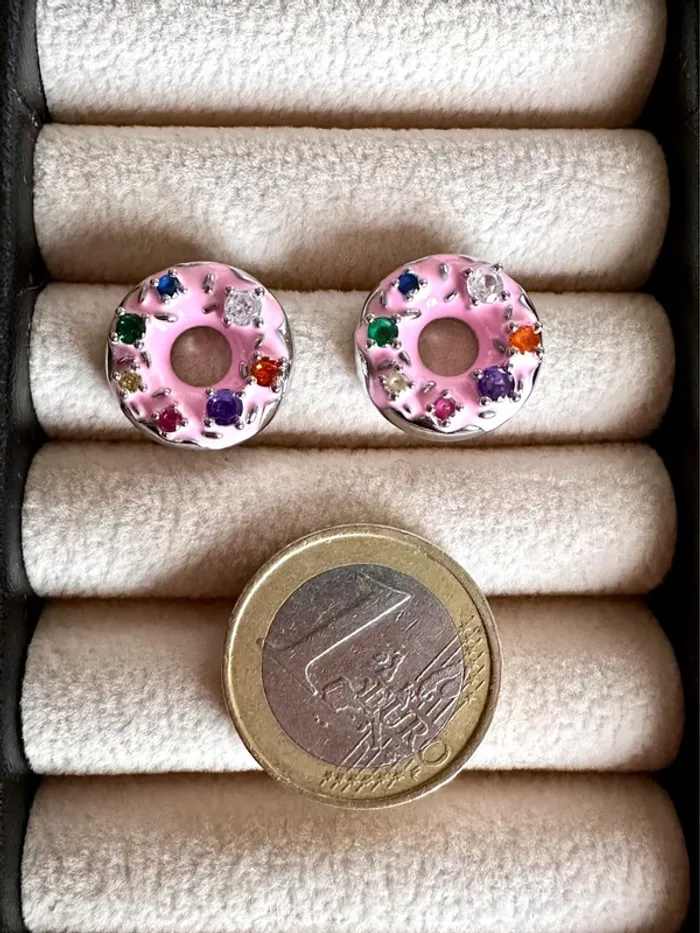Boucles d’oreilles donuts roses – fait main