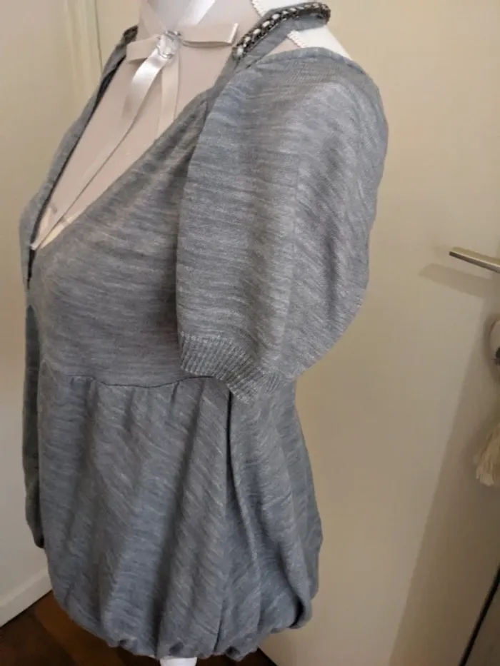 Pull Pinko gris et strass - photo numéro 4