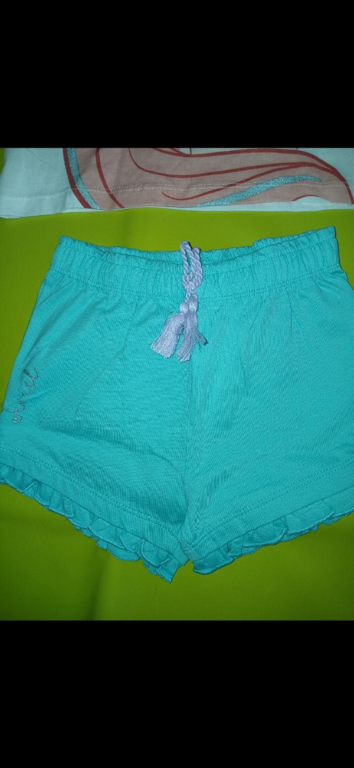 Ensemble short et tee shirt la petite sirène disney 86cm 18/24 mois - photo numéro 3