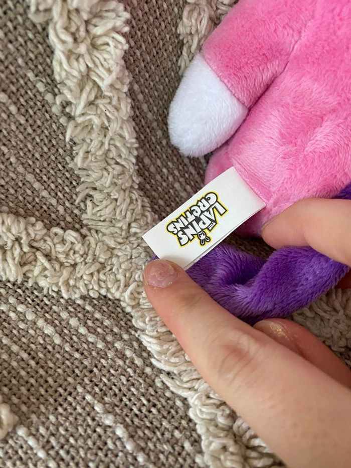 Peluche doudou 25cm lapins cretins déguisé en licorne rose très bon état - photo numéro 4