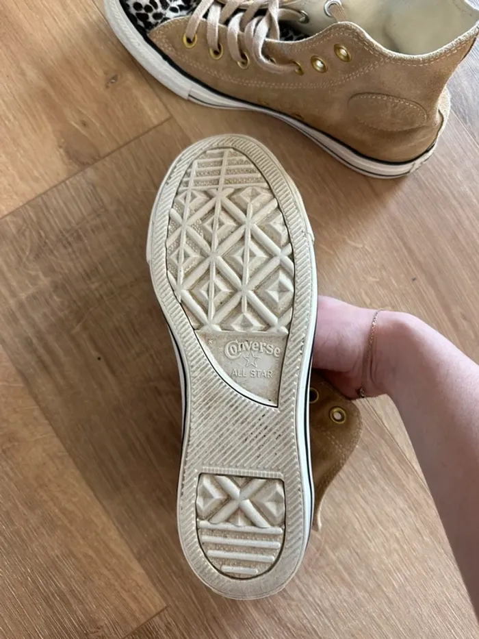Converse en daim camel et léopard taille 37 - photo numéro 11