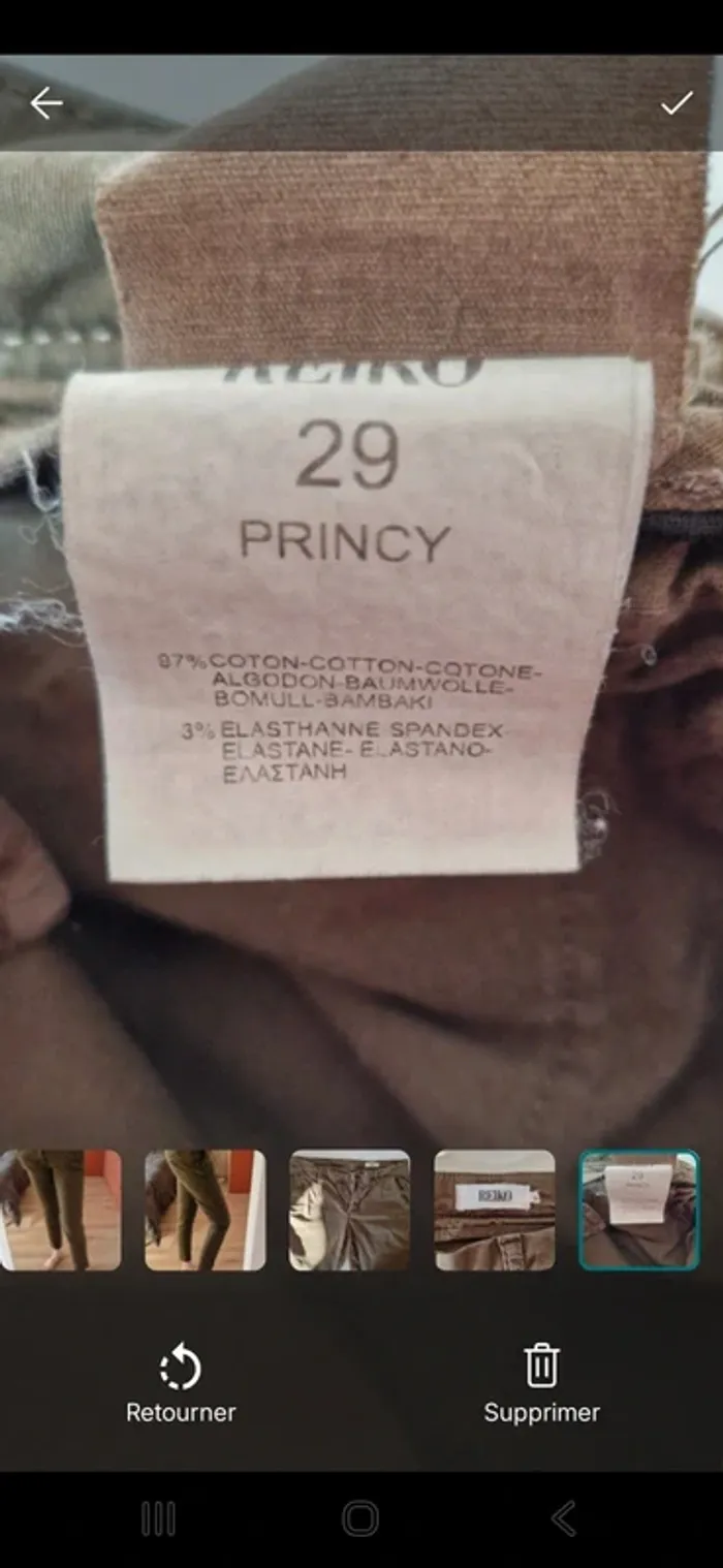 Pantalon chino kaki Reiko – Taille 29 - photo numéro 4