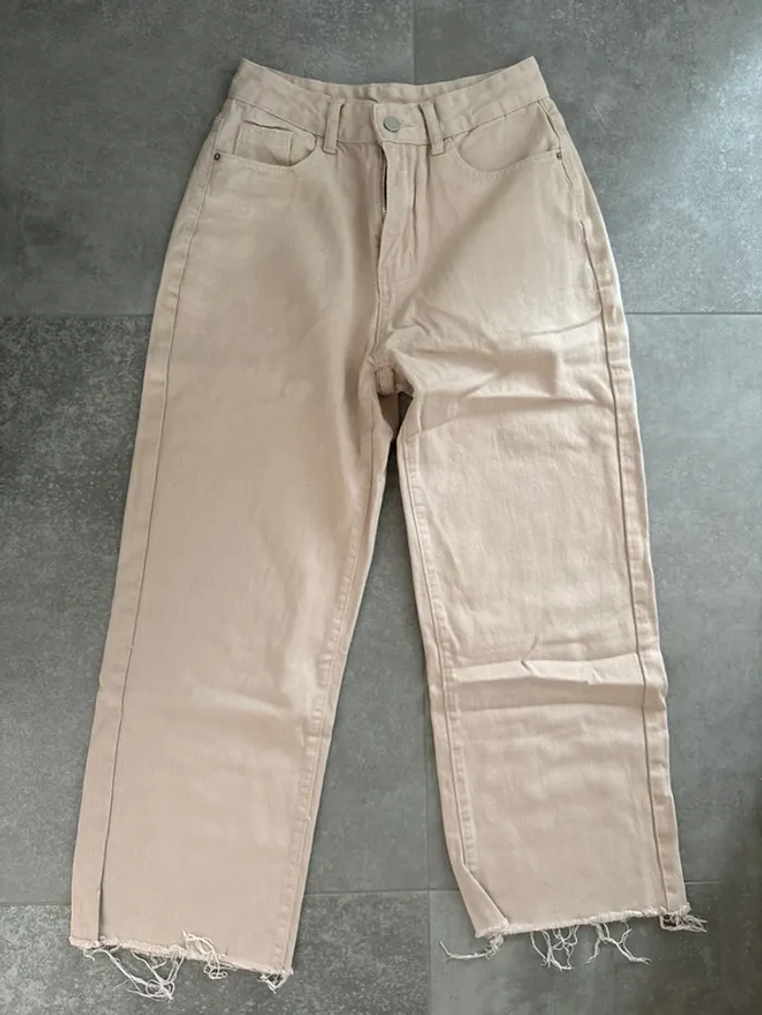 Jean mom taille haute beige