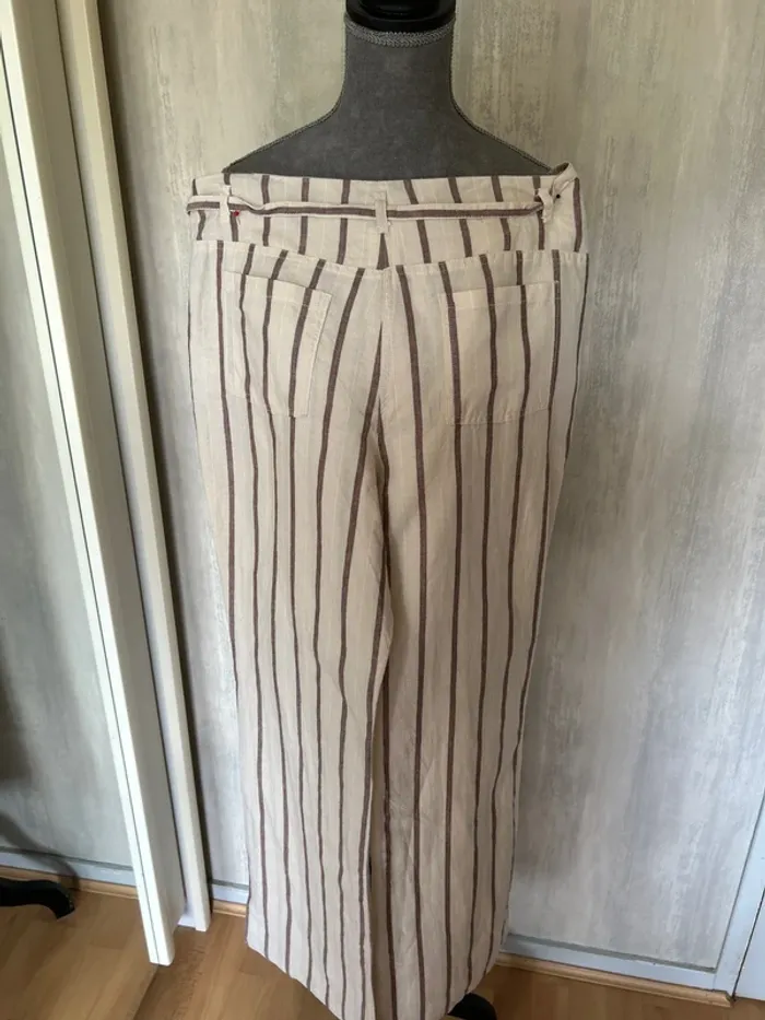 Pantalon, crème en lin - photo numéro 5
