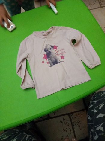 Tee shirt manche longue rose 18 mois