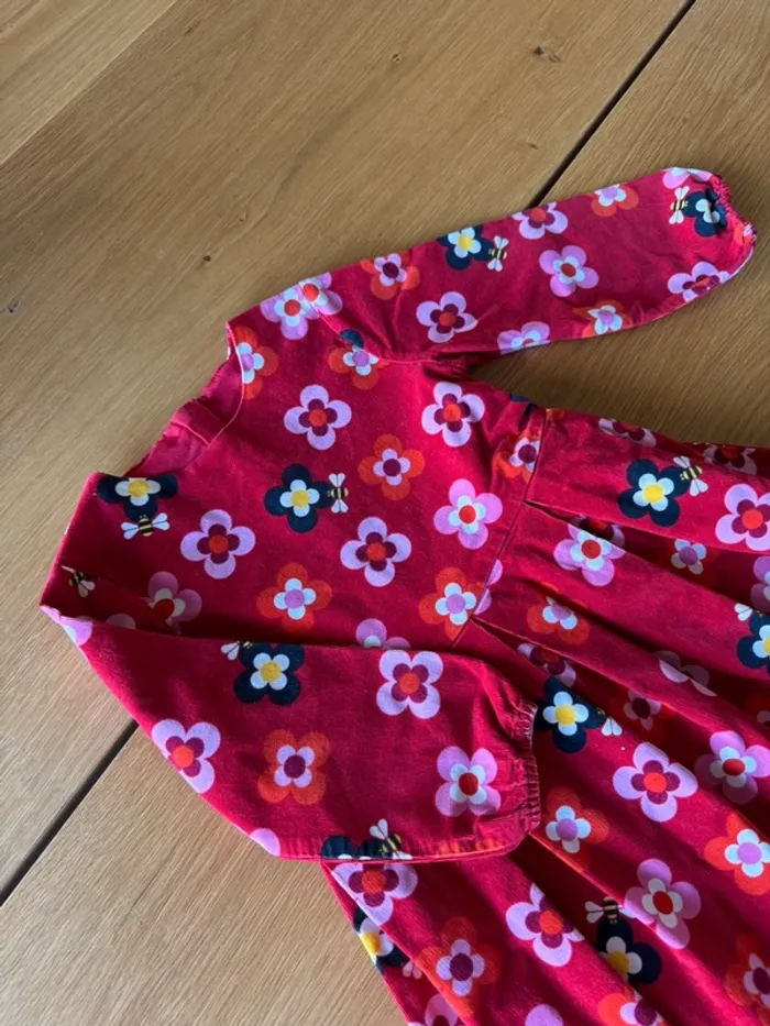 Robe ML en velours rouge avec fleurs - Taille 4 Ans - photo numéro 4