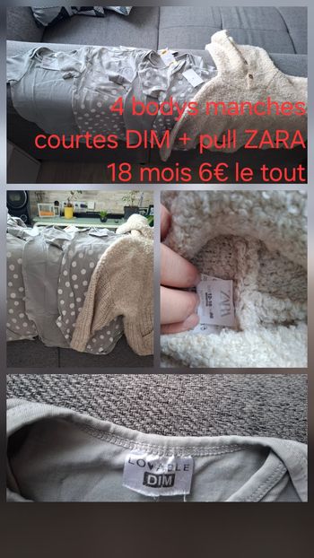 4 bodys et 1 pull 18 mois