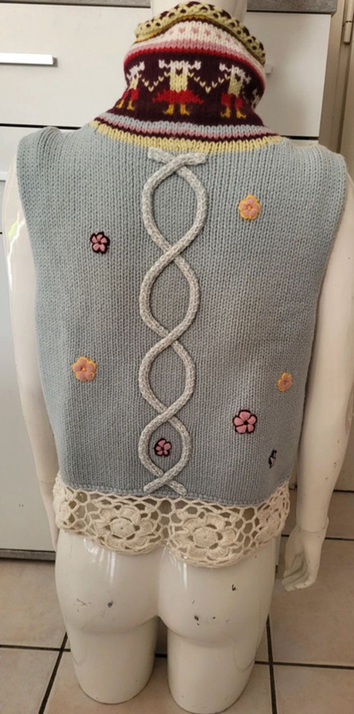 Pull demi manches original en maille et tricot, 50% laine - photo numéro 5