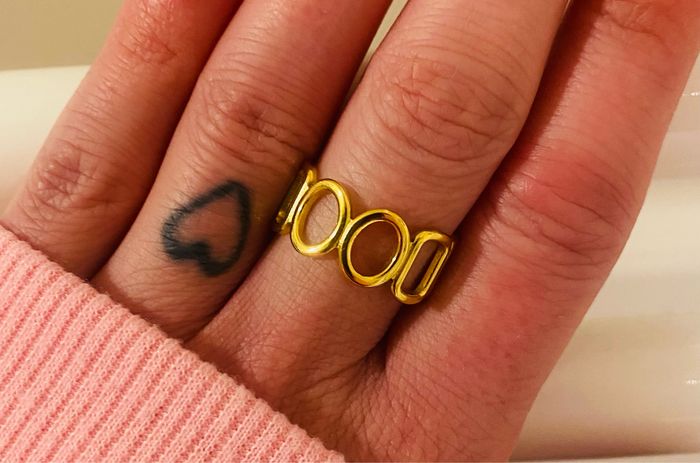 Bague fine ajustable doré rond carré acier inoxydable