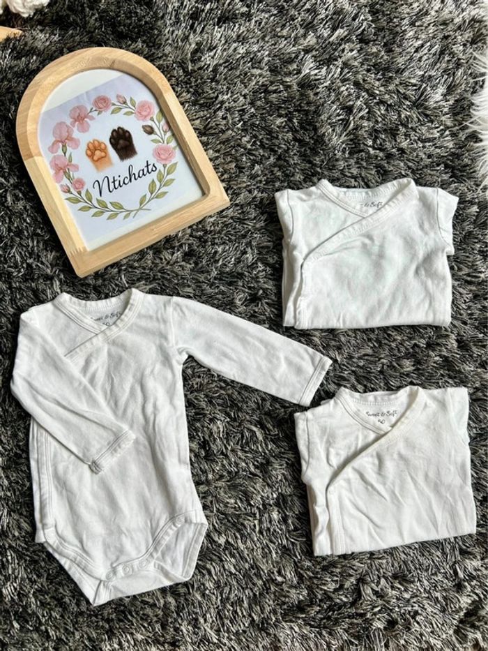 Lot de trois bodies blancs | zeeman | naissance