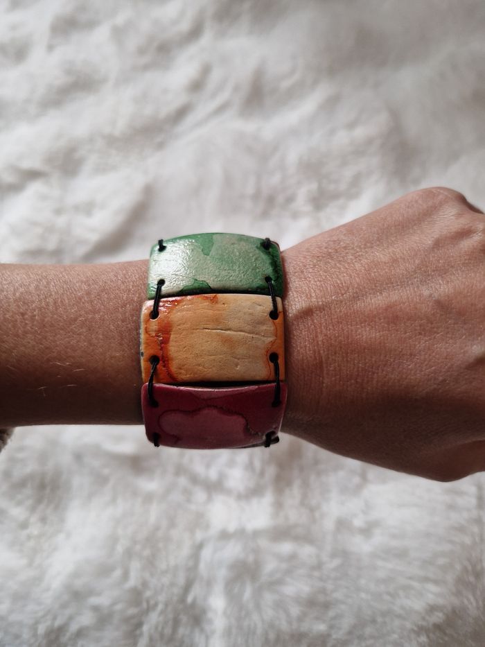 Bracelet artisanal en evorce de coco style bohème - photo numéro 3