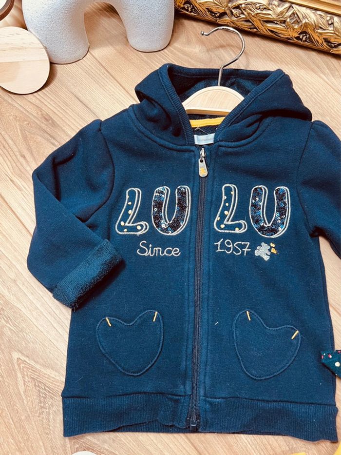 Taille 12 mois tenue 3p fille lulu castagnette bleu marine et jaune 🎀 - photo numéro 3