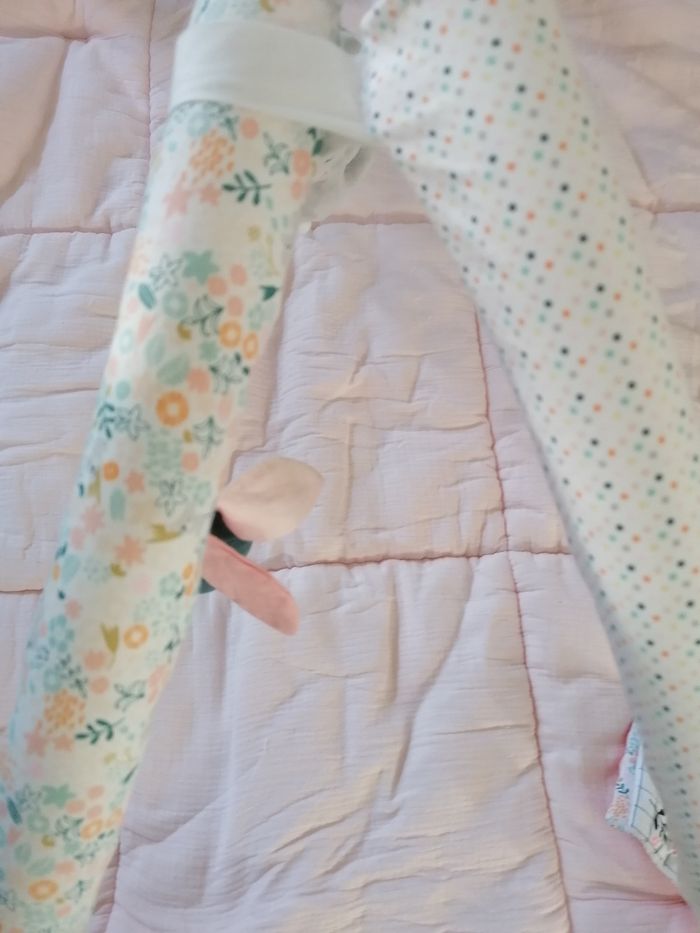 Tapis d'éveil tissus gaz coton rose vert baudet - photo numéro 4