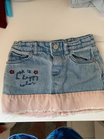 Jupe jean rose fille Zara 18/24m été