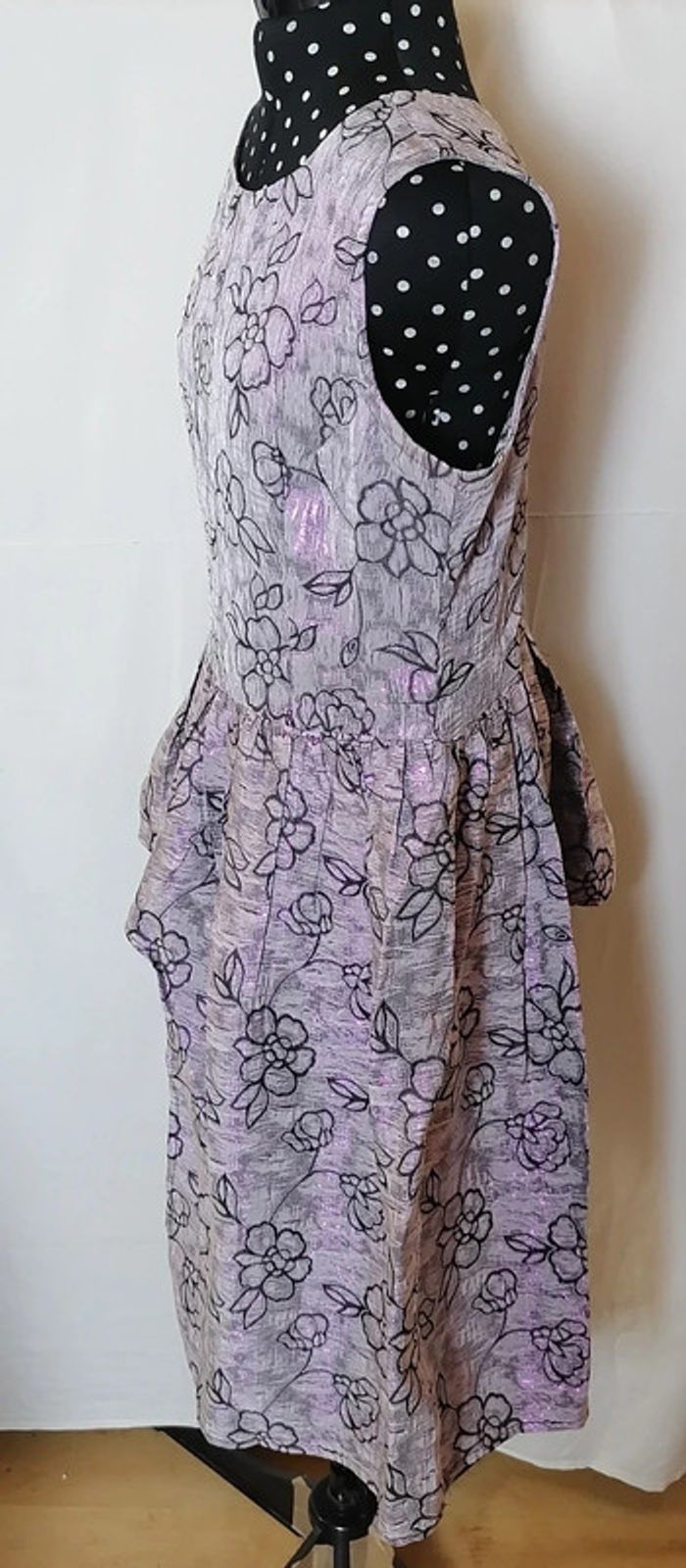 Tunique asymétrique violet brillant fleurs taille XL Vintage - photo numéro 6