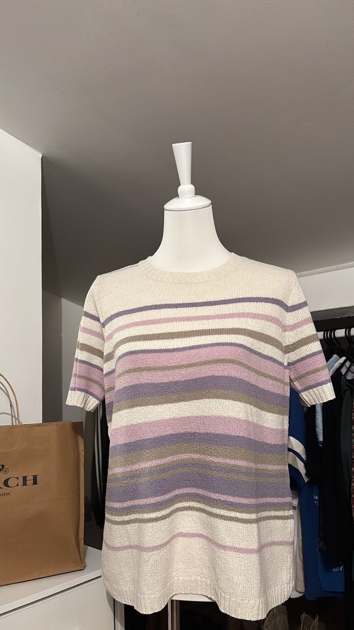 Pull manches courtes à rayures Damart T42/44