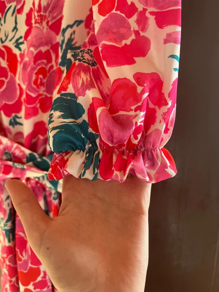 Robe d’été femme TBE imprimée, rose, couleur rose blanc, taille S Holly et Joey - photo numéro 4