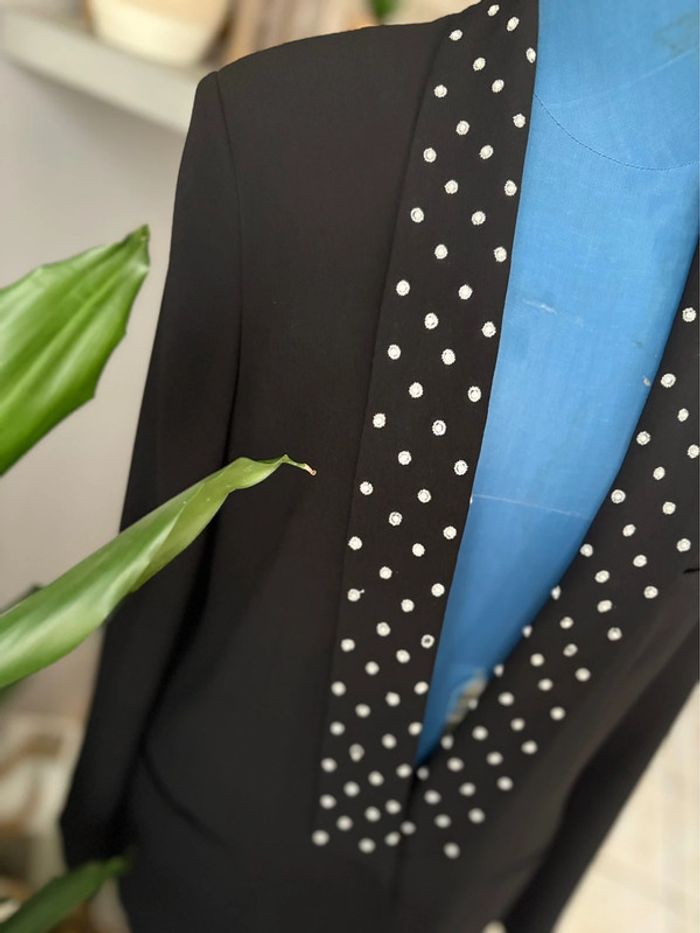Veste blazer long Claudie Pierlot - noir avec détails argenté - taille 40/L - en très bon état - photo numéro 3