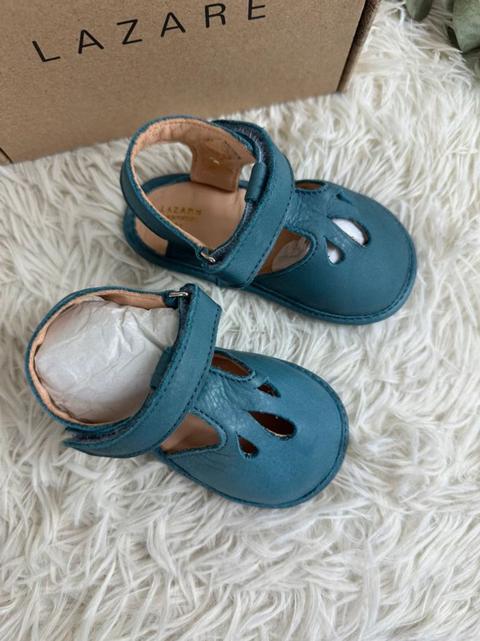 Paire de sandales Lazare taille 21 coloris bleu vert - photo numéro 3