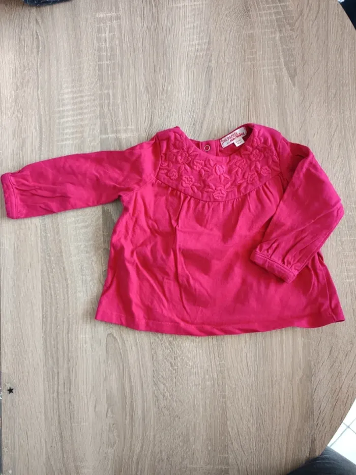 Ensemble haut rose DPAM et pantalon bleu Obaibi bébé fille 6 mois - photo numéro 2