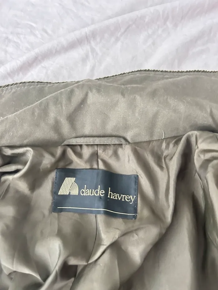 Trench long kaki vintage rétro Claude Havrey taille L - photo numéro 4