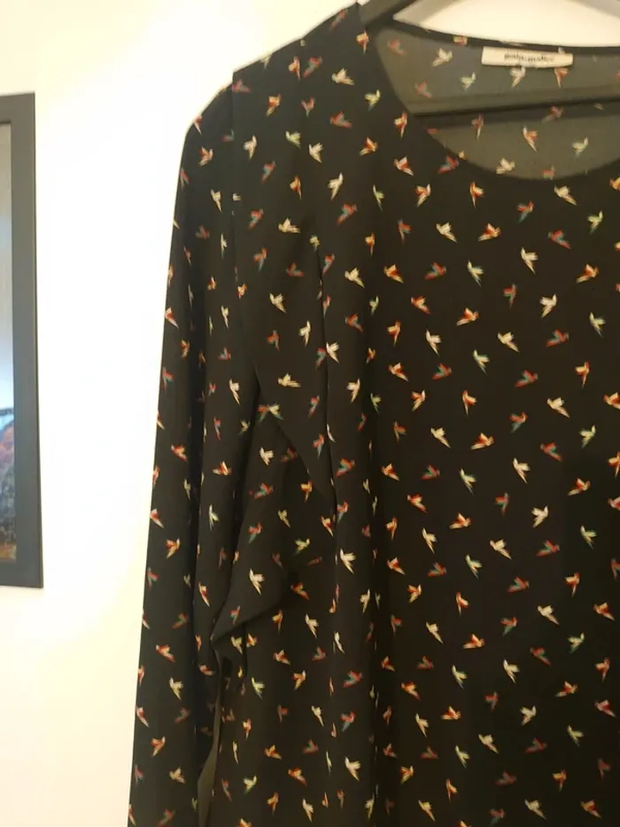 Blouse fluide manches longues oiseaux - photo numéro 3