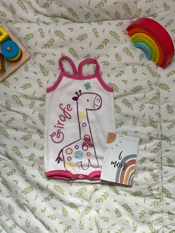 body débardeur en éponge blanc et rose mots d'enfants 6 mois