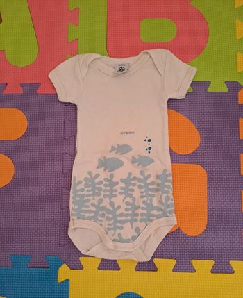 Body manches courtes blanc poissons, petit bateau, taille 3 mois (60 cm)