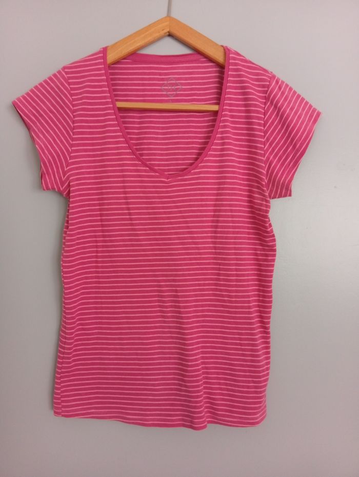 T-shirt rose à rayures t40 - photo numéro 1