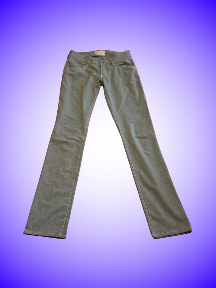 Jean Droit MET in Jeans – Gris Délavé – Taille 38 M – Made in Italy – Broderies Poches Arrière – Très Bon État